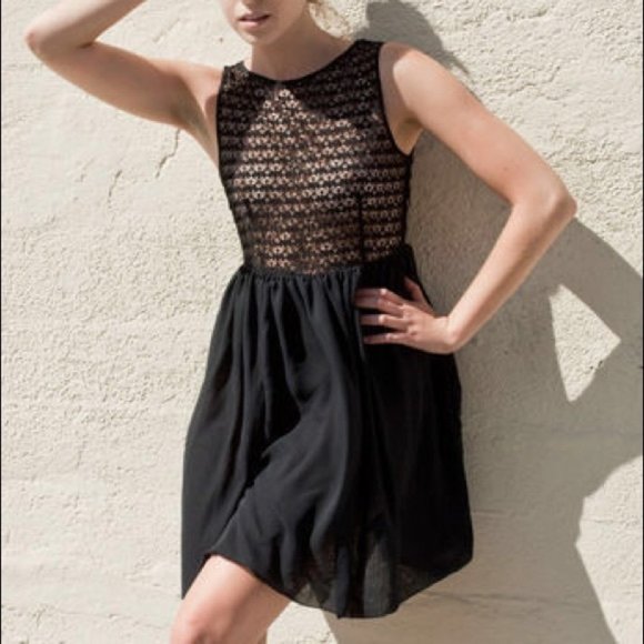 American Apparel Lace top Chiffon Dress - Picture 2 of 4